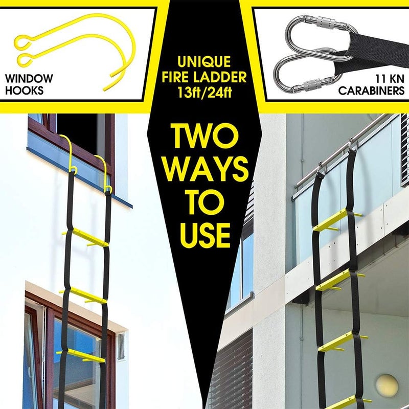 ISOP Fire Escape Ladder 2 Story 13 ft | Rope Ladder Fire Escape for Homes Two-Story | Portable, Foldable & Compact | Emergency Ladder Suitable for Balcony | Emergency Ladders for Second Floor House - Image 5
